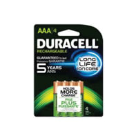 Duracell Battery, Rechargeable, AAA, Nickel-Metal Hydride, 1.2VDC, 800mAh, Pressure Contact