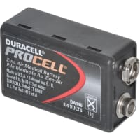 Duracell Battery, Non-Rechargeable, Cylindrical, Zinc Air, 8.4VDC, 1.5Ah, Miniature Snap