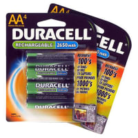 Duracell Battery, Rechargeable, AA, Nickel-Metal Hydride, 1.2VDC, 2.4Ah, Pressure Contact