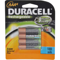 Duracell Battery; Nickel Metal Hydride; AAA Cell; 1.2 V; 4 Pack; 1.2 V