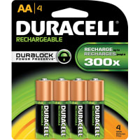 Duracell Battery, Rechargeable, AA, Nickel-Metal Hydride, 1.2VDC, 2Ah, Pressure Contact