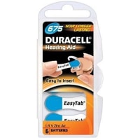 Duracell Battery, Zinc Air, 1.4VDC, 610mAh, Tab Terminal, Hearing Aid, Duracell-DA Series