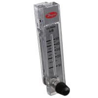 Dwyer Instruments Flowmeter, Model RMA, 5-50 CC Air/min, 2" Scale, +/-4% Accuracy, Stainless Valve