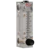 Dwyer Instruments Flowmeter, Model VFA, 0.1-1 SCFH Air, 2-in. Scale, 5% Accuracy, Brass Valve