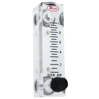 Dwyer Instruments Flowmeter, Model VFA, 20-200 CC Water/min., 2-in Scale, 5% Accur., Stainless Valve