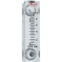 Dwyer Instruments Flowmeter, Model VFA, 0.06-0.5 SCFH Air, 2-in. Scale, 5% Accur., Acrylic Body