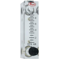 Dwyer Instruments Flowmeter, Model VFA, 20-200 SCFH Air, 2-in. Scale, 5% Accuracy, Brass Valve