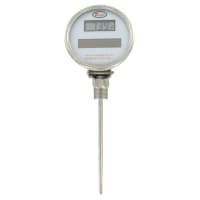 Dwyer Instruments Digital Solar-Powered Bimetal Thermometer, -58 to 158 F, 4 in Stem, DBT Series