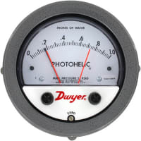 Dwyer Instruments Pressure switch/gauge, range 0-1" w.c., .02 minor divisions.