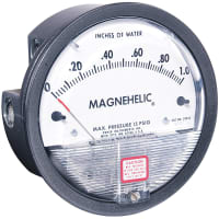 Dwyer Instruments Differential Pressure Gauge, in. of Water, 15-0-15-in. Range, +/-2% Accuracy