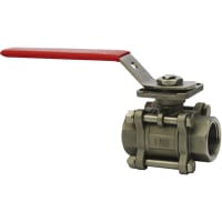 Dwyer Instruments Ball Valve, Stainless, 3-Piece, 1" NPT, Female, Hand Operated, WE01 Series