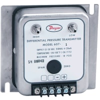 Dwyer Instruments Differential Pressure Transmitter, Range 0-25" W.C, 607 Series