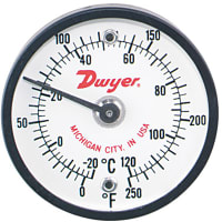 Dwyer Instruments Thermometer; Surface Mount; 50 to 750 Deg. F/10 to 400 Deg. C; +/-2% Accuracy