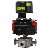 Dwyer Instruments 1-1/2" Spring Return, Flow Path C, 24VAC Solenoid, 3-Way Tri-Clamp SST Ball Valve