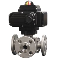 Dwyer Instruments 3/4" NEMA 4X Two-Position, Flow Path C, 24VDC, 3-Way Flanged SST Ball Valve