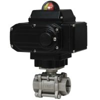 Dwyer Instruments 1-1/2" NEMA 4X Modulating, 3-Piece NPT Stainless Steel Ball Valve, 24 VDC