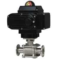 Dwyer Instruments 1" NEMA 4X Modulating, 24 VDC, 3-Piece Tri-Clamp Stainless Steel Ball Valve