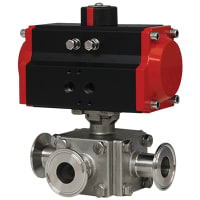 Dwyer Instruments 1-1/2" Spring Return, Flow Path A, , 3-Way Tri-Clamp Stainless Steel Ball Valve