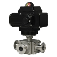 Dwyer Instruments 1/2" NEMA 4X Modulating, Flow Path A, 24 VDC, 3-Way Tri-Clamp SST Ball Valve