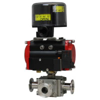 Dwyer Instruments 1/2" Double Acting, Flow Path B, 24 VAC Solenoid, 3-Way Tri-Clamp SST Ball Valve