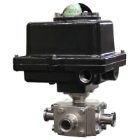 Dwyer Instruments 1-1/2" Exp Two Position, Flow Path E, 24 VDC, 3-Way Tri-Clamp SST Ball Valve