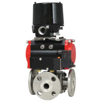 Dwyer Instruments 1/2" Double Acting, Flow Path A, 120 VAC Solenoid, 3-Way Flanged SST Ball Valve