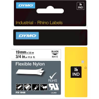 Dymo Label Printer Tape, Nylon, Black on White, 3/4" x 11.5 Ft, RhinoPro Series