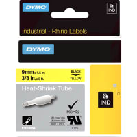 Dymo Tubing, Heat Shrink, Yel, 5ft. L, 3/8" ID, For wire and cable