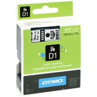 Dymo Label Tape Cartridge, Black on White, Polyester, 3/4" x 23 Ft, D1 Series