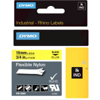 Dymo Label Printer Tape, Nylon, Black on Yellow, 3/4" x 11.5 Ft, RhinoPro Series