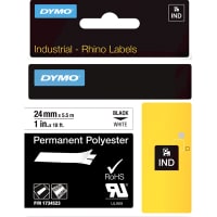 Dymo Label, Chemical, Heat, Solvent, UV Resistant, Wht Polyester, 18ft. L, 1" W