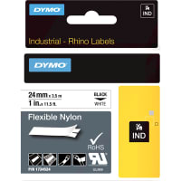 Dymo Label, Chemical, Heat, Solvent, UV Resistant, Wht Nylon, 11.5ft. L, 1" W