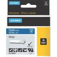 Dymo Label Printer Tape, Vinyl, White on Blue, 1/2" x 18 Ft, RhinoPro Series