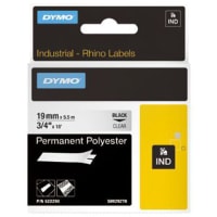 Dymo Label Tape Cartridge, Black on Clear, Permanent Polyester, 1" x 23 Ft, D1 Series