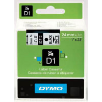 Dymo Label Tape Cartridge, Black on White, Polyester, 1" x 23 Ft, D1 Series