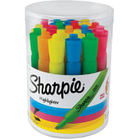 Dymo Sharpie Tank Highlighters, Chisel Tip, Assorted Fluorescent, 20 Count