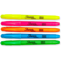 Dymo Sharpie Accent Pocket Style Highlighter, Chisel Tip, Assorted Colors, 5/Set