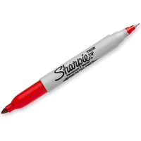 Dymo Sharpie Twin-Tip Permanent Marker, Fine/ultra Fine Point, Red