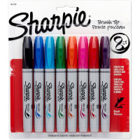 Dymo Sharpie Brush Tip Permanent Markers, 8 Colored Markers