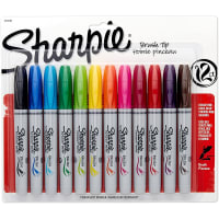 Dymo Sharpie Brush Tip Permanent Markers, 12 Colored Markers