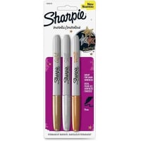 Dymo Sharpie Metallic Permanent Markers, Fine Point, Gold, Silver, Bronze