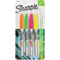 Dymo Sharpie Neon Permanent Markers, Fine Point, Assorted Colors