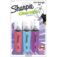 Dymo Sharpie Clear View Highlighters, Chisel Tip, Assorted Fluorescent