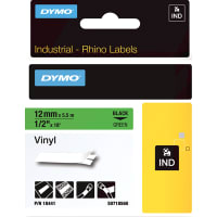 Dymo Label, Chemical, Heat, Solvent, UV Resistant, Grn Vinyl, 18ft. L, 1/2" W