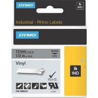 Dymo Label Printer Tape, Vinyl, White on Gray, 1/2" x 18 Ft, RhinoPro Series