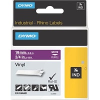 Dymo RHINOPRO 3/4IN WHITE ON PURPLE VINYL TAPE