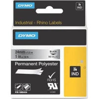 Dymo RHINOPRO 1IN BLACK ON METALLIC SILVER TAPE