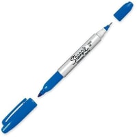 Dymo Sharpie Twin Tip Permanent Marker, Fine/Ultra Fine Point, Blue