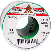 AIM Solder WS482 3% WATER SOLUABLE CORE SOLDER, SN100C, .025