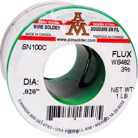 AIM Solder WS482 3% WATER SOLUABLE CORE SOLDER, SN100C, .020